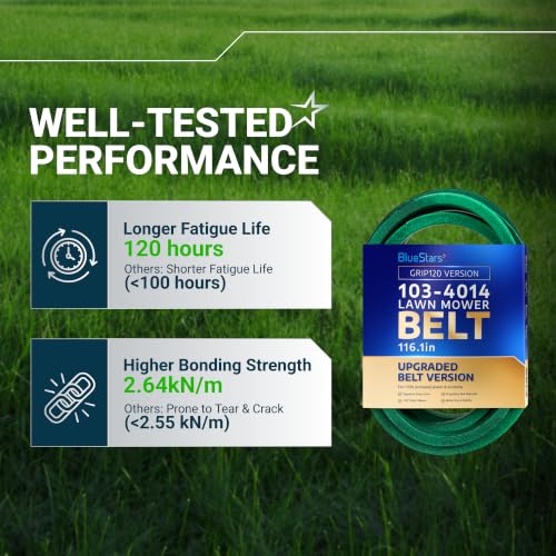 Image of [Upgraded Grip120] BlueStars 103-4014 Mule Drive Belt 5 /8 inch x 116.1 inch | Drive Belt for Exmark Lazer Z AC LC AS Zero Turn Mowers - Replaces 103-4014-SL | Aramid Cord