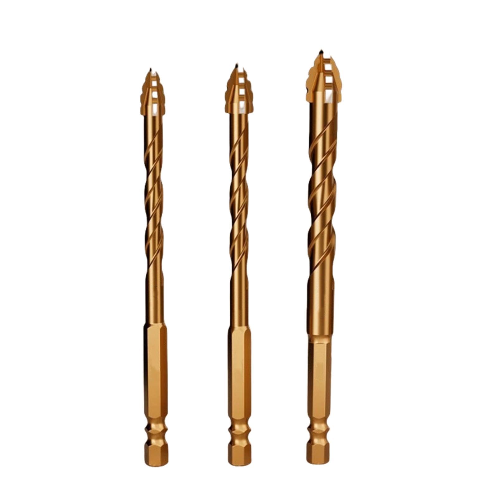 Broca de sierra de cuatro filos para taladrar baldosas y hormigón. Taladro eléctrico especial. Broca de dureza ultraalta (3 piezas de 6, 8 y 10 mm).