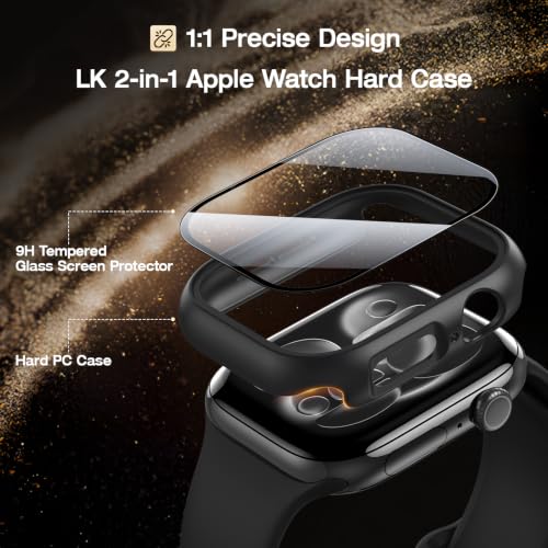 Image of LK Case for Apple Watch Series 11 /Series 10 Screen Protector 42mm | Touch Sensitive Ultra-Thin Bumper Full Protective Cover Hard PC Case Tempered Glass for iWatch 40mm, Black