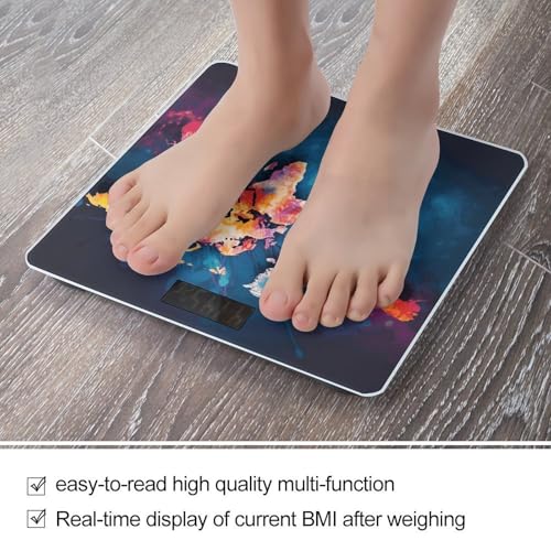 Báscula digital de baño con plataforma amplia y diseño mapa mundial miniatura 5