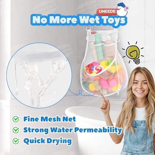 UNEEDE-Wall-Mounted-Versatile-Bath-Toy-Storage-Holder21-Gallons-Bathtub-Toy-Storage-OrganizerMesh-Shower-Caddy-for-Bathtub-Toy-Organizer-and-StorageQuick-Dry-Bath-Toy-OrganizerBath-Toy-Holder UNEEDE Wall Mounted Versatile Bath Toy Storage Holder21 Gallons Bathtub Toy Storage OrganizerMesh Shower Caddy for Bathtub Toy Organizer and StorageQuick Dry Bath Toy OrganizerBath Toy Holder