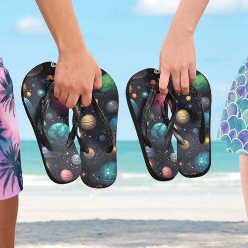 Mens Flip Flops Space PlanetsSandal Flip Flops for Women Summer Beach Slipper 214B28374