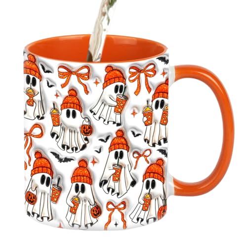 Weqizuerqi - Taza de vino fantasma de cerámica resistente al calor para viajes, taza de 350 ml con mango ergonómico para cerveza café té