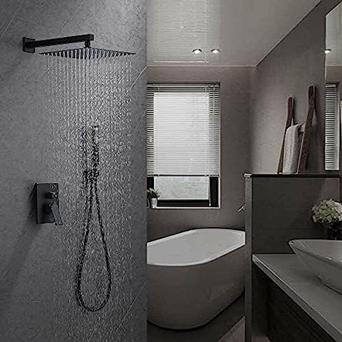 Kit combiné de douche à effet de pluie bronze noir avec mitigeur mural encastrable