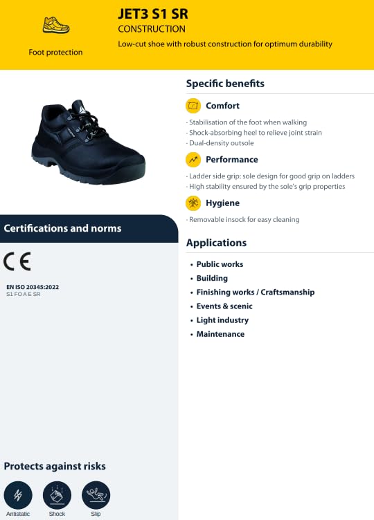 Image of Deltaplus JET3S1NO48 Footwear with Protective Metal Toe CAPS JET3 S1 SRC