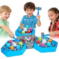 3-Player Whack a Mole Game Toy with Lights & Sounds, 3Modes&7Speed Levels, LED Scoreboard, Interactive Hammer Toy, Educational Pounding Game for Kids Ages 3-10, for Boys & Girls