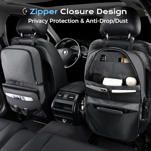 Image of Coverado Backseat Car Organizer 2 Packs, Heavy-Duty Durable Dual-Way Use Car Back Seat Organizer Waterproof with Multi Pockets, Zipper Closure Design, Protect Valuables from Spills, Keeps Car Tidy