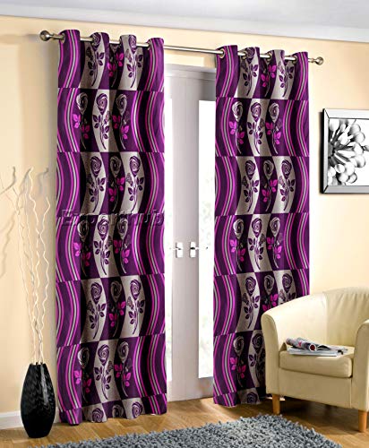 Image of Exporthub 2 Piece Fancy Blackout Modern Polyetser Eyelet Full Long Door Curtain-Purple (EHSPR693 94)