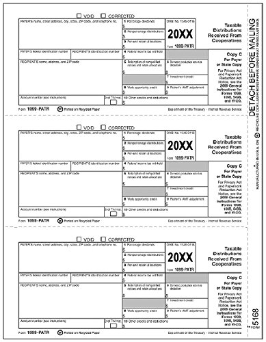 Laser 1099-PATR Copy C Tax Form, 100 Recipients