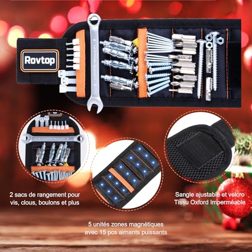 Rovtop - Bracciale Magnetico Regolabile, con 15