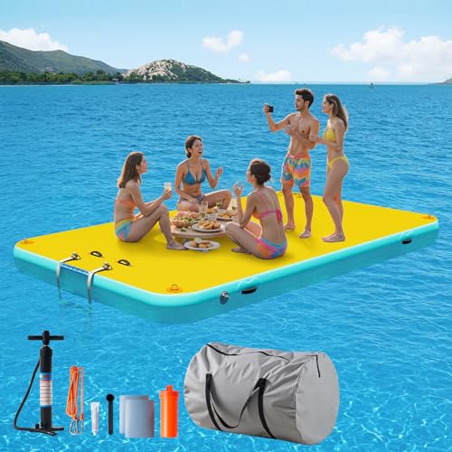 LUXOAK Aufblasbarer Schwimmdock – 310x190 cm mit Tragetasche und Abnehmbarer Leiter, Schwerlast-Wasserplattform mit Rutschfester Oberfläche, Ideal für See, Fluss, Ozean, Gelb LUXOAK Aufblasbarer Schwimmdock – 310x190 cm mit Tragetasche und Abnehmbarer Leiter, Schwerlast-Wasserplattform mit Rutschfester Oberfläche, Ideal für See, Fluss, Ozean, Gelb