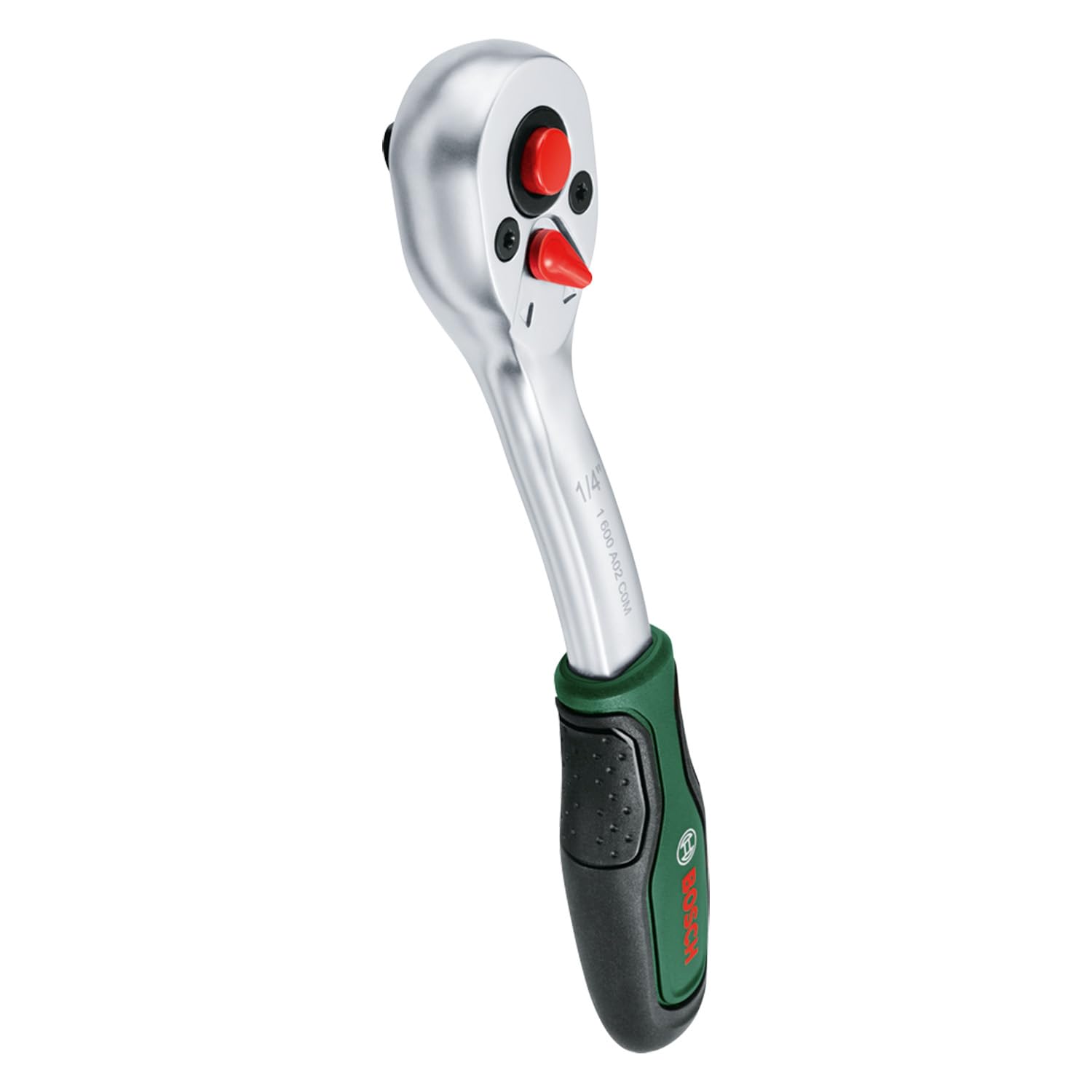 Bosch carraca de 1/4" (potente carraca bricolaje; alto par hasta 93 Nm; engranaje 72 dientes; botón bloqueo; intuitivo interruptor dirección; cuello curvado; empuñadura ergonómica)