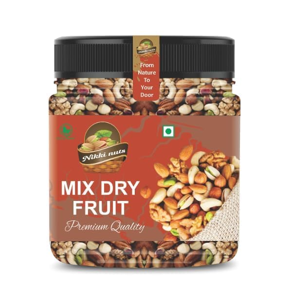 Nikki Nuts Premium International Healthy Nutmix | Almonds | Black Raisins| Cashewnuts | Cranberries | Green Raisins | Pistachio Kernels | Walnut Kernels healthy snacking | dray Fruit | Trail Mix | Mix Nuts (1 Kg, Mix Dry Fruit)