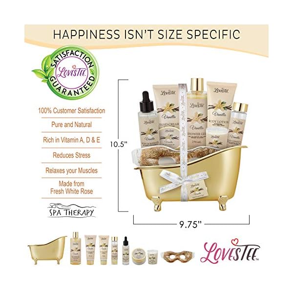 Spa-Gift-Basket-for-Women-Vanilla-Bath-Body-Set-Christmas-Mothers-Day-Birthday-Gift-Includes-Shower-Gel-Body-Lotion-Hand-Cream-Body-Scrub-Message-Oil-Candle-Eye-Mask-Soap-Confetti Christmas Spa Gift Basket for Women, Vanilla Bath & Body Set, Christmas, Mother’s Day & Birthday Gift, Includes Shower Gel, Body Lotion, Hand Cream, Body Scrub, Message Oil, Candle, Eye Mask, Confetti