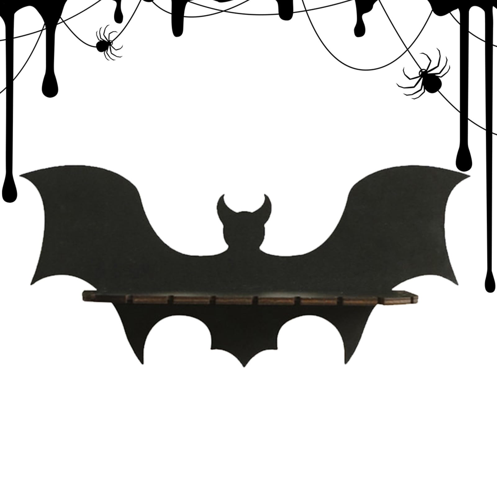 Bat Shelf Gothic Decor - Wooden Black Wall Shelves,Load-Bearing Spooky Home Decor Black Wall Shelve For Halloween Home Bedroom