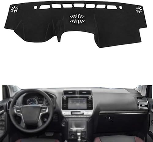 HATHWAY Funda para salpicadero de automóvil, color negro multifunción para Toyota Land Cruiser Prado 2018 2019 LHD, color negro