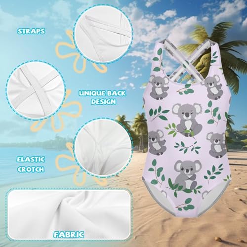 Image of Girls One Piece Swimsuits Teens Sleeveless Back Cross Strap Bathing Suit Kids Quick Dry Cute Beach Swimwear(5-14)