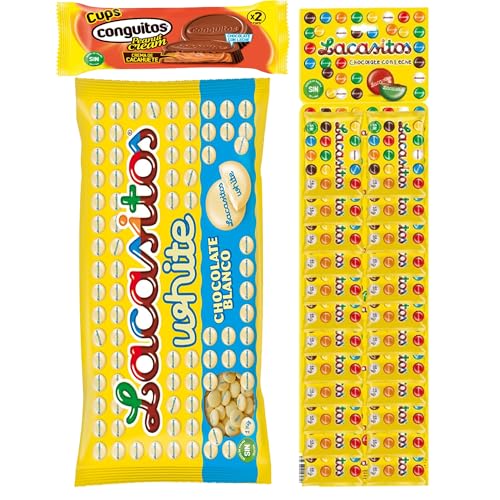 Pack Lacasitos white bolsa 1kg,24 bolsitas 18g,Conguitos cups leche 34g