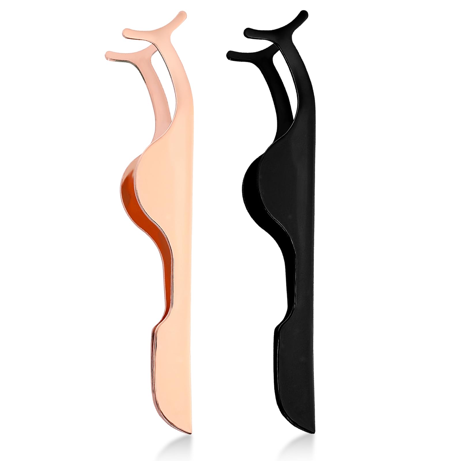 WLLHYF 2 PCS Aplicador de pestañas postizas Pinzas de pestañas curvas Pinzas de clip removedor de acero inoxidable Rizadores de extensión de pestañas profesionales para eliminación de aplicaciones