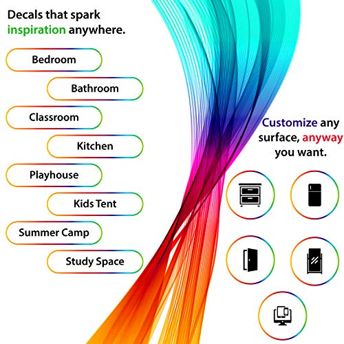 Positive Quotes Wall Decor - Inspirational Rainbow Gold Stickers, Motivational for Kids Teens Home Bedroom Bathroom Kitchen Classroom Playroom, Set of 12