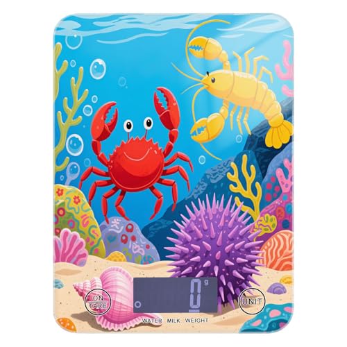 Báscula portátil de alimentos para viajes, 11 libras/5.1 g, 5 kg/5 g, escala de langosta de cangrejo de animales marinos para medir gramos con 4 unidades para preparar comidas de especias expreso