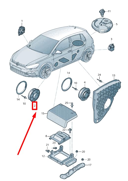 Pour Haut-parleur de porte avant d'origine pour VW Golf VII 5G1, BQ1, BE1, BE2 5G0035453J