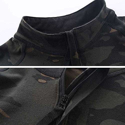 Polo táctico para hombre AKARMY de manga corta, camisa camuflada para actividades al aire libre con cremallera 1/4 miniatura 3