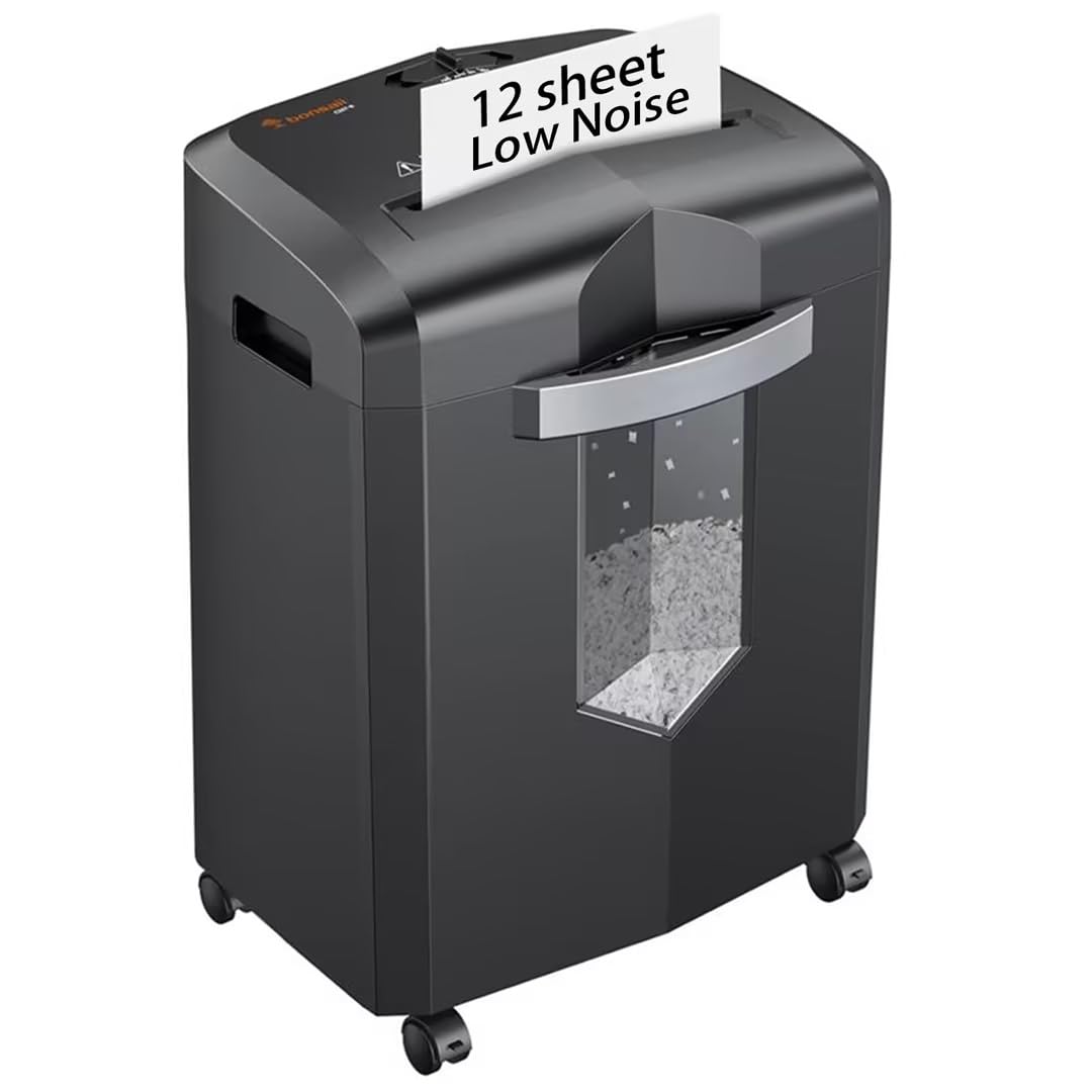 Bonsaii 12 Sheet Micro Cut Paper Shredder | 60-Minute Continuous Run Time | Home Office Heavy Duty Shredder for CD, Credit Card, Mails, Staple, Clip, Jam-Proof System | 4.2 Gal Pullout Bin | C266-B