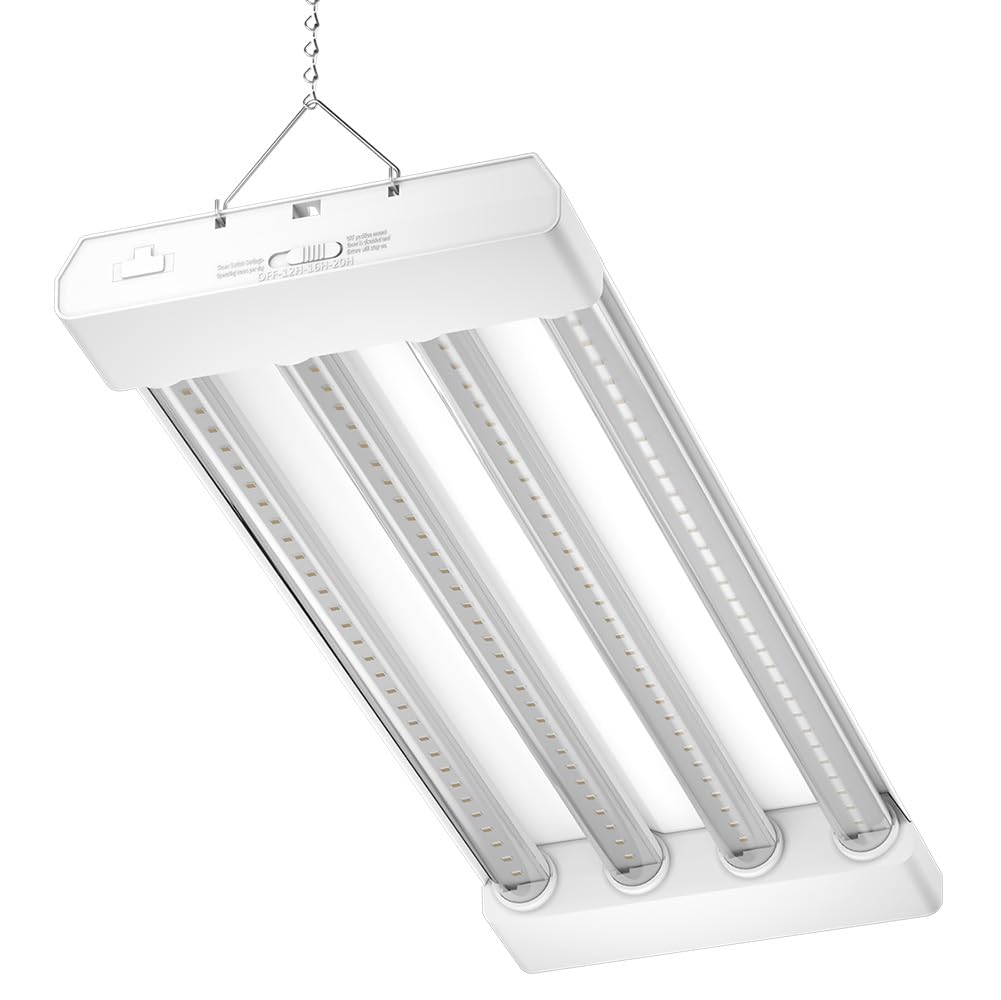 24-in 4-Light, 69-Watt Red Spectrum LED Grow Light, 92 PAR/PPF, Auto On/Off Timer, Linkable, White