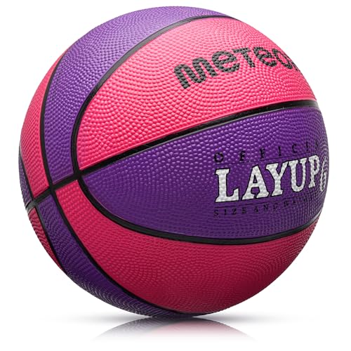 Meteor Layup Kinder Mini Basketball Größe #5 ideal auf die Jugend Kinderhände von 4-8 Jährigen abgestimmt idealer Basketball für Ausbildung weicher Basketball (Größe 6 (Damen), Rosa & Violett), Null
