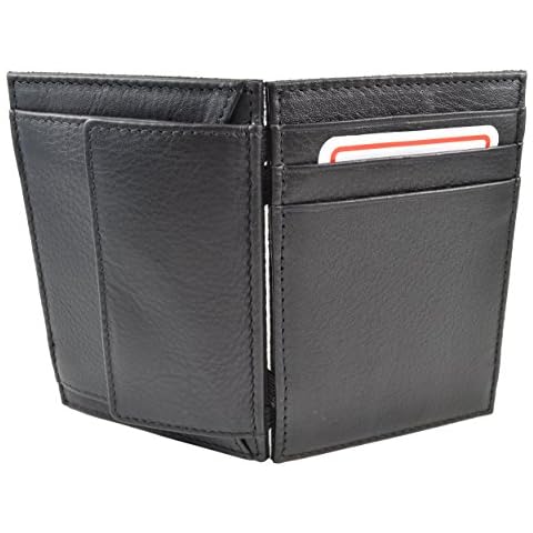 Leather Magic Wallet and Card Holder with Coin Pocket by The Object Shop (Black) Cover