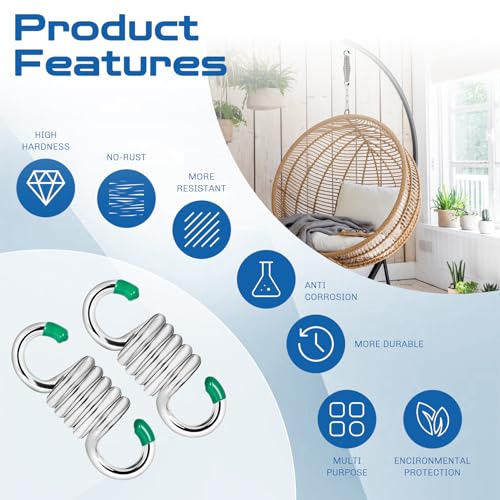Image of 2Pack Premium Porch Swing Springs (Silver Small),1300lb Heavy Duty Springs, Rust Resistant Swing Springs, Spring for Swing Hammock Hanging Chair Spring for Hammock Spring,Porch Swings