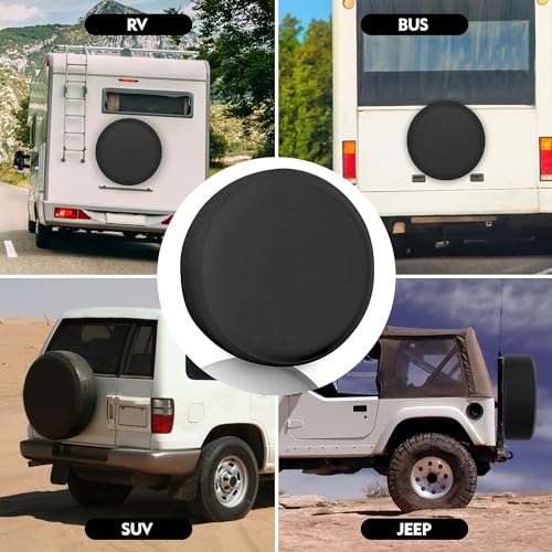 Image of K-Musculo Spare Tire Cover, RV Spare Tire Cover, Waterproof Anti-UV Tire Cover RV Accessories for RV /Truck /Trailer /SUV. (Black 24 inch-26 inch Dia)