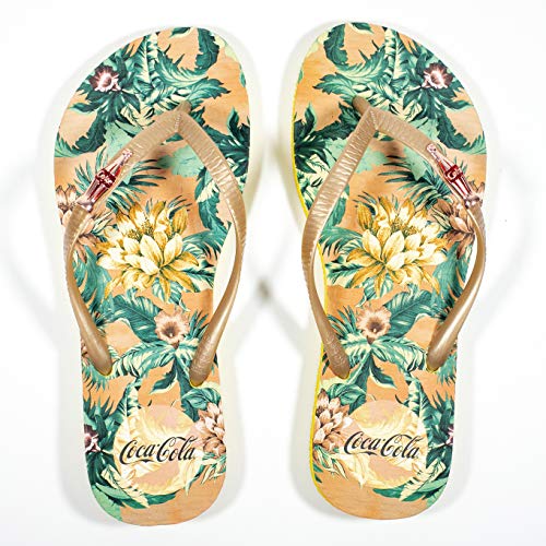 Chinelo, G, Coca-Cola, Feminino, Amarelo/Ouro, 38/39