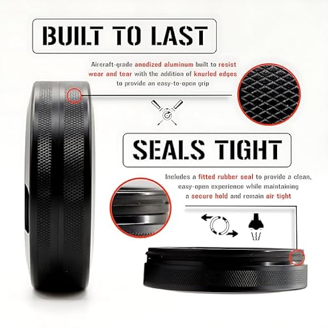 Metal Pouch Can | Metal Container | Slim EDC Pocket Tin | Airtight & Moisture-Resistant Storage | Compact Daily Organizer | Pill Case & Travel Tin | Father¡¯s Day Gift for Dad | (NO Fear, Black)