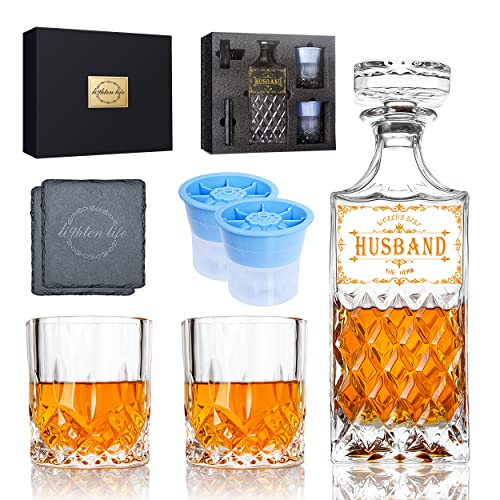 LIGHTEN LIFE Gifts for Husband,Birthday Gift for Husband,Anniversary Wedding Gifts for Him from Wife,Valentines Day Gift for Husband,Whiskey Decanter Set for Husband in Gift Box - Image 3