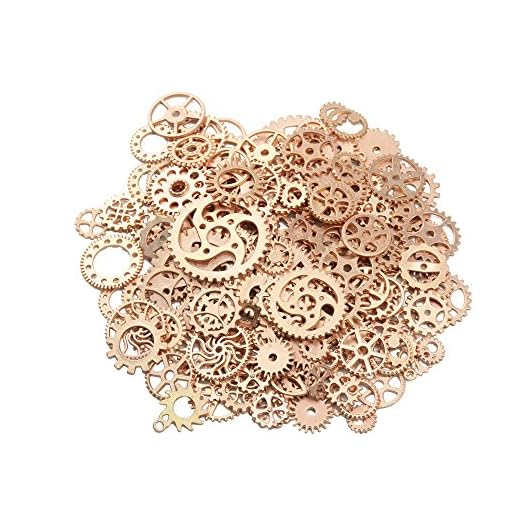 150 Gramm Sortierte Jahrgang Bronze Metall Steampunk Schmuck Machen Charms Cog Watch Wheel zum Crafting, Cosplay Halloween Dekoration