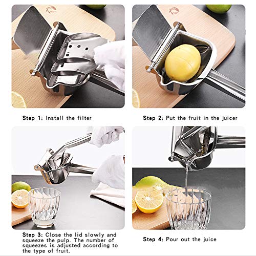 Zitronenpresse Edelstahl Früchte Juicer Squeezer Station Orange Hand Manuelles Juicer Küche Zitronensaft Orange Queezer Saft Pressen 94 (Color : A)