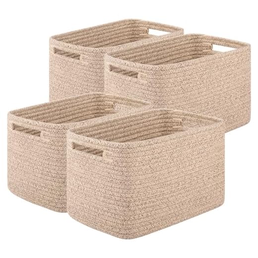 17+ Stylish DIY Pantry Shelf Ideas to Organize Your Space 4 OIASKET Storage Baskets for Organizing, Woven Decorative Baskets for Shelves - Books, Towels, and Clothes, Cotton Rope Toy Storage Bins, 12.7''Lx9''Wx7.8''H, Pack of 4, Brown