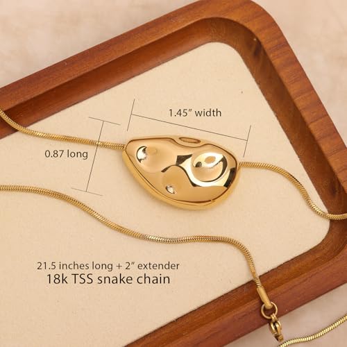 Chunky Gold Silver Pendant Necklace for Women, Trendy Charm Choker Thick Adjustable Hammered Hollow Long Chain Necklaces Prom Holiday Fashion Jewelry Gift.3