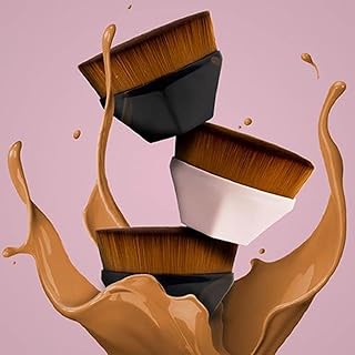 Foundation Makeup Brush Kabuki Flat Top Face Brush Multi High Density Cosmetics Brush Liquid Powder Brush for Blending Liquid, Cream or Powder Cosmetics with case (Black)