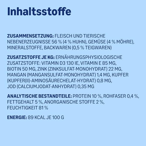 Lifelong by Amazon Hundefutter, nass, Pastete mit Huhn und Gourmet-Kern mit Karotten und Nudeln, 300 g, 10 Stück