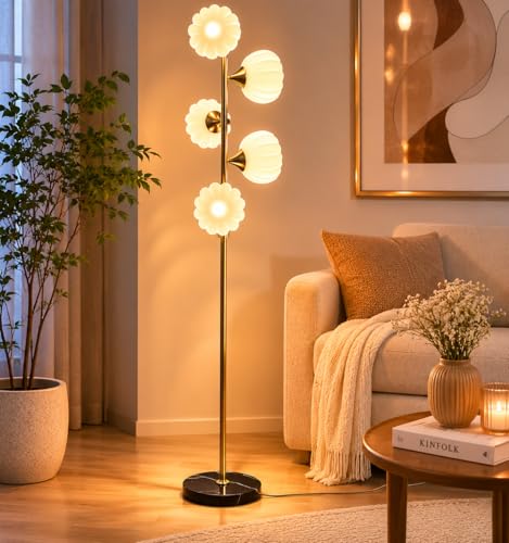 Image of Premium Decorative LED Floor Lamp & Glass Art Collection - Modern FlloNight Light - Unique Aesthetic Home Gift (Diora)