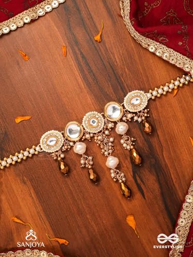 Image of SANJOYA BY EVERSTYLISH Necklace With Dewy White Pearls And Warm Earthy Tone Beads Lightweight Jewelry For Women | Party, Festive, Wedding & Gifting