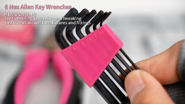 Hi-Spec Pink Small Tool Kit for Home DIY, Repairs & Crafts – 24pc Lady Tool Set with Mini Hammer, Pliers, Screwdriver Set, Hex Keys & Tape Measure in Compact Tool Box Case – Gift for Women