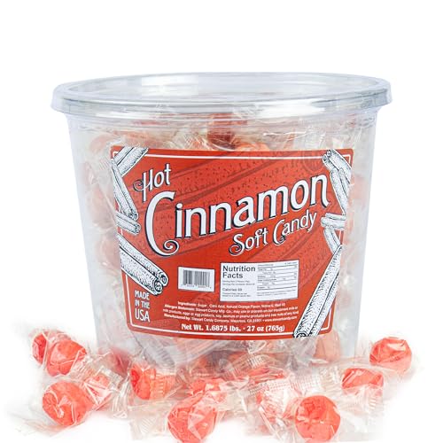 Stewart Old Fashioned Hot Cinnamon Candy Puffs | Red Cinnamon Candies Individually Wrapped Candy | Pure Cane Sugar Candy | Fat-Free, Cholesterol-Free, Gluten-Free | Made in USA - 27 oz Tub