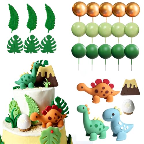 LIULINY 26 Piezas Dinosaurio Decoración para Tartas, Topper de