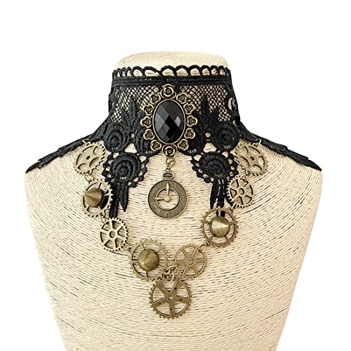 Aabellay Gothic Black Lace Necklace Steampunk Vampire Choker Punk Victorian Costume Party Retro Vintage Wedding Party Prom Festival Halloween Jewelry for Women Girls - Y484 steampunk buy now online Aabellay Gothic Black Lace Necklace Steampunk Vampire Choker Punk Victorian Costume Party Retro Vintage Wedding Party Prom Festival Halloween Jewelry for Women Girls - Y484 steampunk buy now online