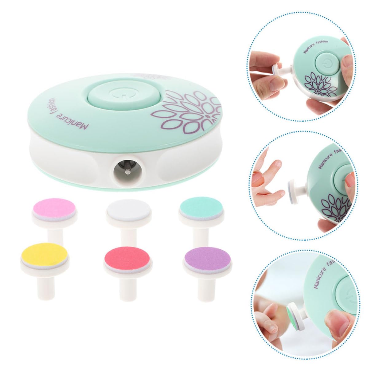 UPKOCH 4sets Trimmer Elettrico Per Unghie Con Testine Di Finitura Strumento Di Manicure Sicuro Per Adulti Per Shower e Compleanni