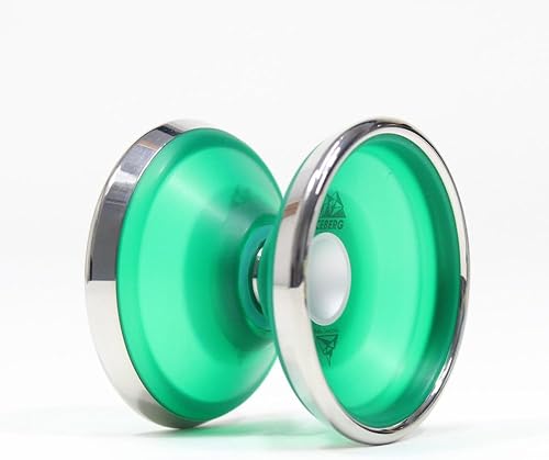 Miniatura 1 de iYoYo Iceberg - Cuerpo de policarbonato CNC con anillos de acero inoxidable transparenteazul desvanecido con anillos plateados